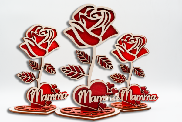 Festa della Mamma - Rosa in legno - immagine 2