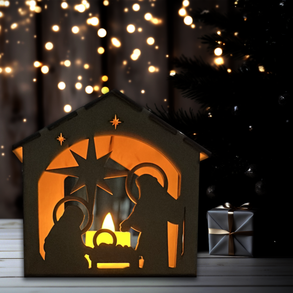 Casetta presepe con lumino a led. - immagine 2