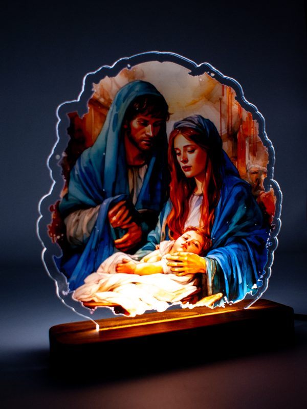 Lampada Plexyglass - Sacra Famiglia Base Legno Massello - immagine 2