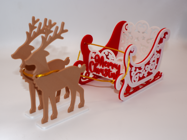 Slitta con Renne 3D