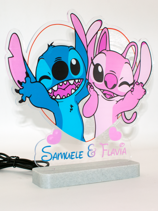 Lampada PlexyGlass - Stich Angel Cuore
