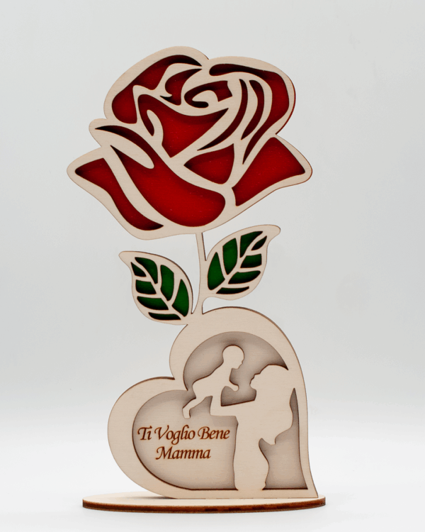 Festa Mamma - Rosa Con Cuore Mamma e Bimbo