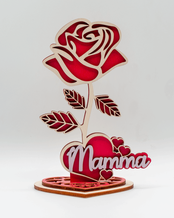 Festa della Mamma - Rosa in legno
